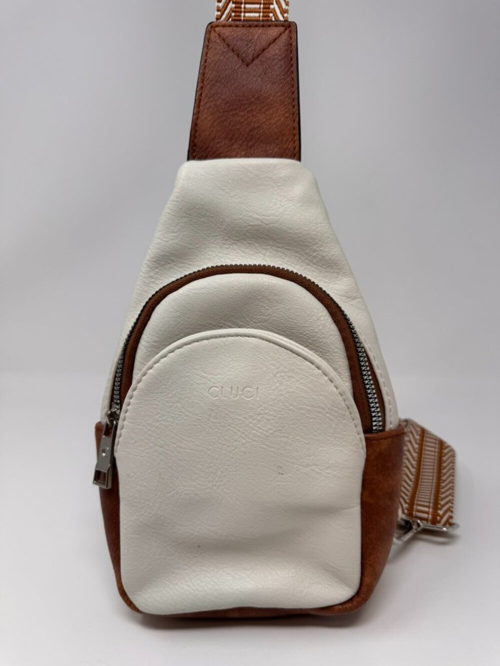 CLUCI SLING BAG CREAM AND BROWN